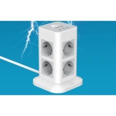 Tessan TPS03-de Network Filter, 240 V, 3600W, 16A, 3 USB, 2 m, Hvit