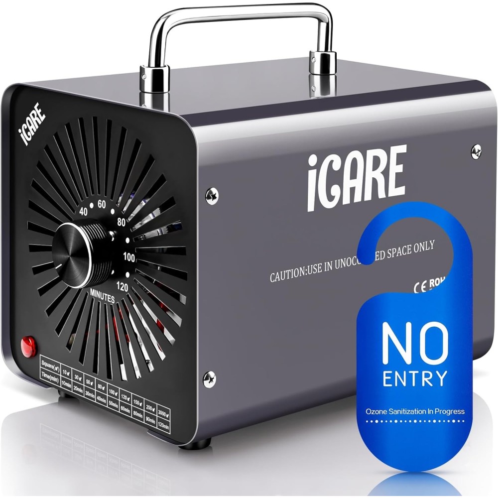 Ozongenerator ICARE 30000 mg / uur, 45W, 45 dB, 16,3 x 21,5 x 16 cm, grijs