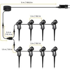 Garden Lighting Svater ao ar livre, 3000 m, 3000 lm, 10x2W, 27V, IP65, 8 pcs.