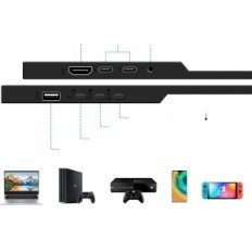 Nešiojamasis htnzir monitorius 16 colių 1920x1200 IPS šviesos ekranas su USB C ir HDMI nešiojamųjų kompiuterių konsolės ir mobil