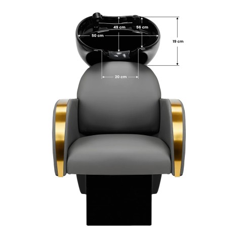 Gabbiano hairdressing wash unit Malaga gold gray — front view