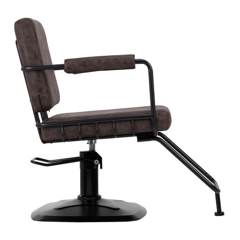 Cadeira de cabeleireiro Gabbiano Katania Loft Old Leather castanho escuro — vista lateral