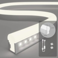 LED-varmebånd Hvit 50m IP65 230V Vanntett ksibnw LED Tape for innredning og hager Lys 3000K