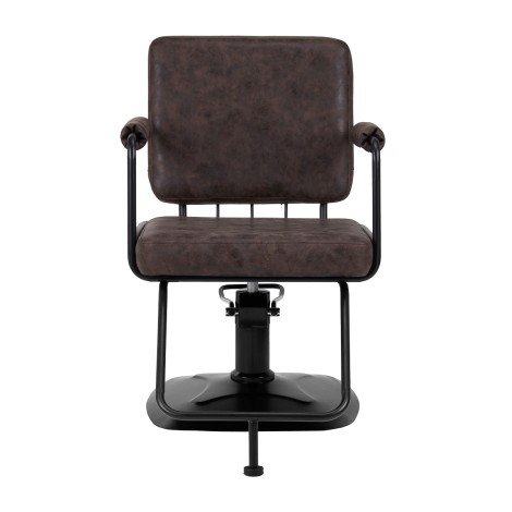 Cadeira de cabeleireiro Gabbiano Katania Loft Old Leather castanho escuro — vista frontal
