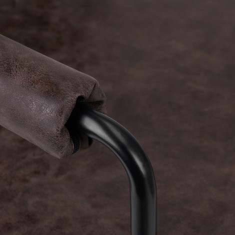 Frizerska stolica Gabbiano Katania Loft Old Leather tamno smeđa — detaljni prikaz naslona za ruke