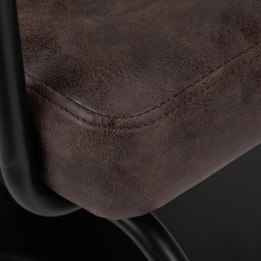 Fauteuil de coiffure Gabbiano Katania Loft Old Leather cuir synthétique marron foncé — gros plan assise