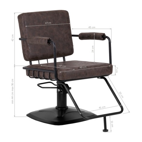 Frizerska stolica Gabbiano Katania Loft Old Leather tamno smeđa — bočni pogled