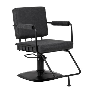 Sillón de peluquería Gabbiano Katania Loft Old Leather en negro — vista lateral