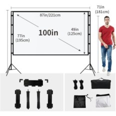 Towond Projection Screen, 100 tuumaa, 16: 9, 4K, 87 "Leveys x 49" Korkeus.