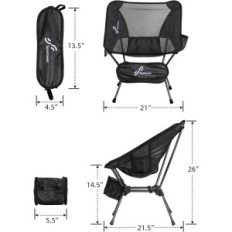 Folding sportneer stol, 900d nylon, 2 stk sett, svart