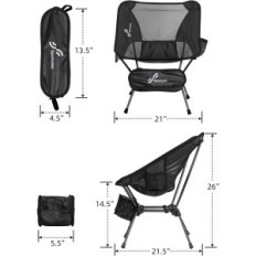 Folding Sportneer chair, 900D Nylon, 2 pcs set, black