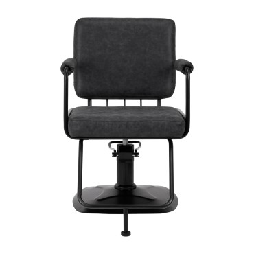 Gabbiano Katania Loft Old Leather kappersstoel zwart — vooraanzicht