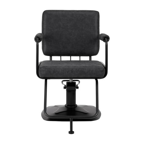 Gabbiano Katania Loft Old Leather svart frisörstol — framsida