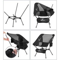 Folding sportneer stol, 900d nylon, 2 stk sett, svart