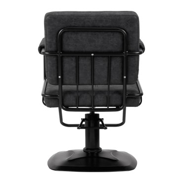 Fauteuil de coiffure Gabbiano Katania Loft Old Leather en cuir synthétique noir — vue arrière
