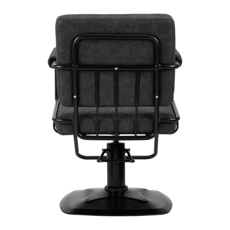 Fauteuil de coiffure Gabbiano Katania Loft Old Leather en cuir synthétique noir — vue arrière