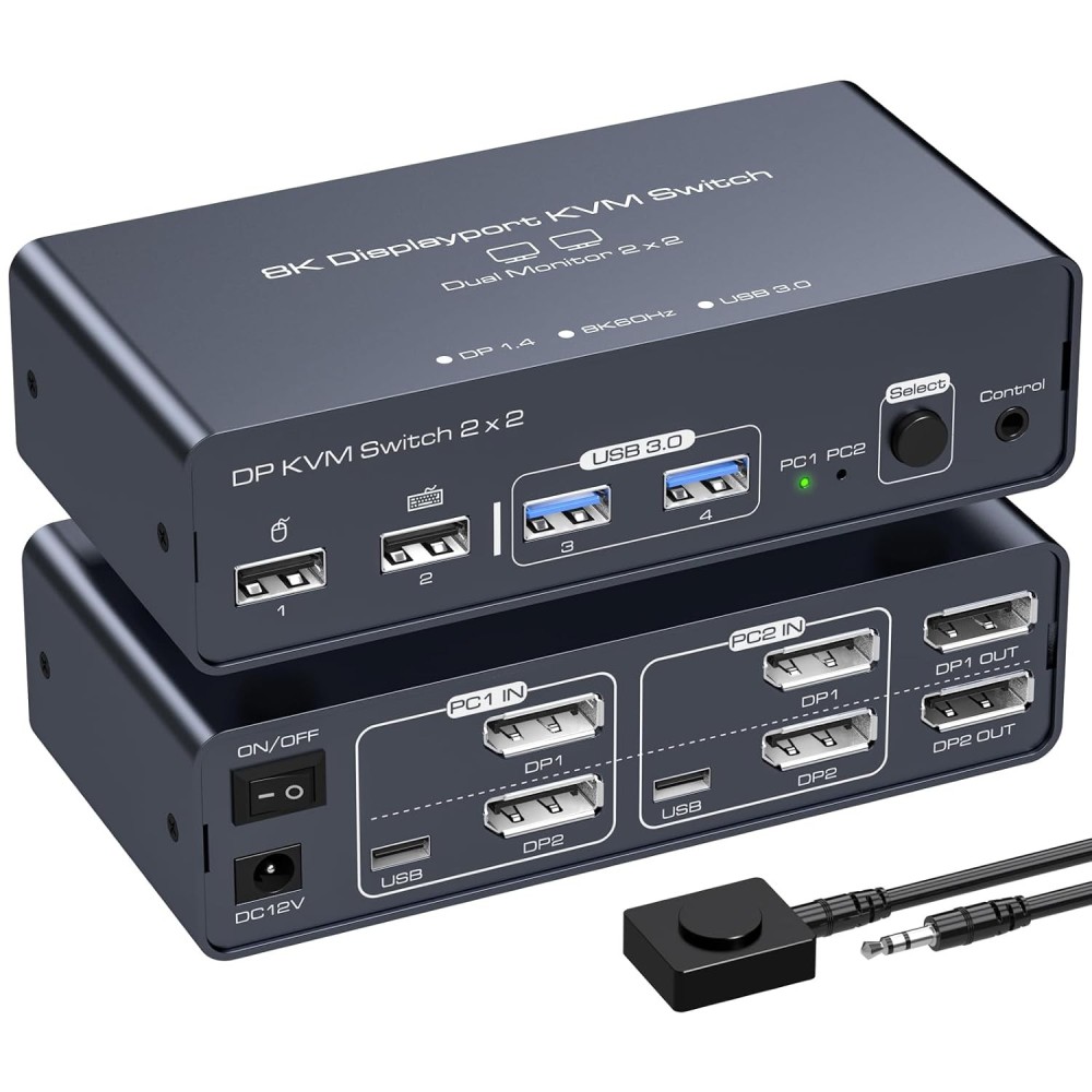 KVM PVBCTCSIDDP KVM Switch 2 * 2, 120V, 1A kapcsoló