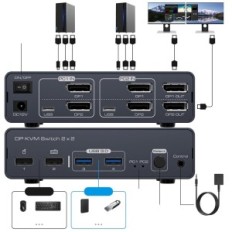 Alternar KVM PVBCTCSIDDP KVM Switch 2 * 2, 120V, 1A