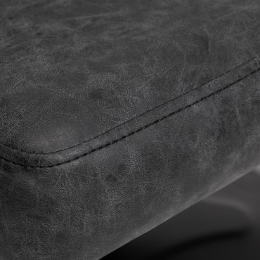 Gabbiano Katania Loft Old Leather fodrászszék fekete — közeli kép az ülésről