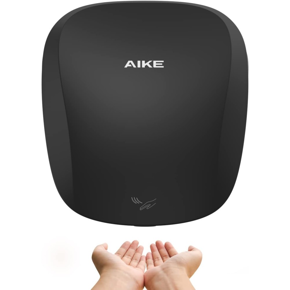 Aike 1400W Handdroger Zwart Automatische Droger met snelle ventilatie en modern design