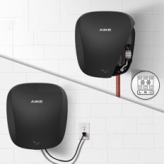 Aike 1400W rankų džiovintuvas Juoda automatinis džiovintuvas su greitu vėdinimu ir šiuolaikiniu dizainu