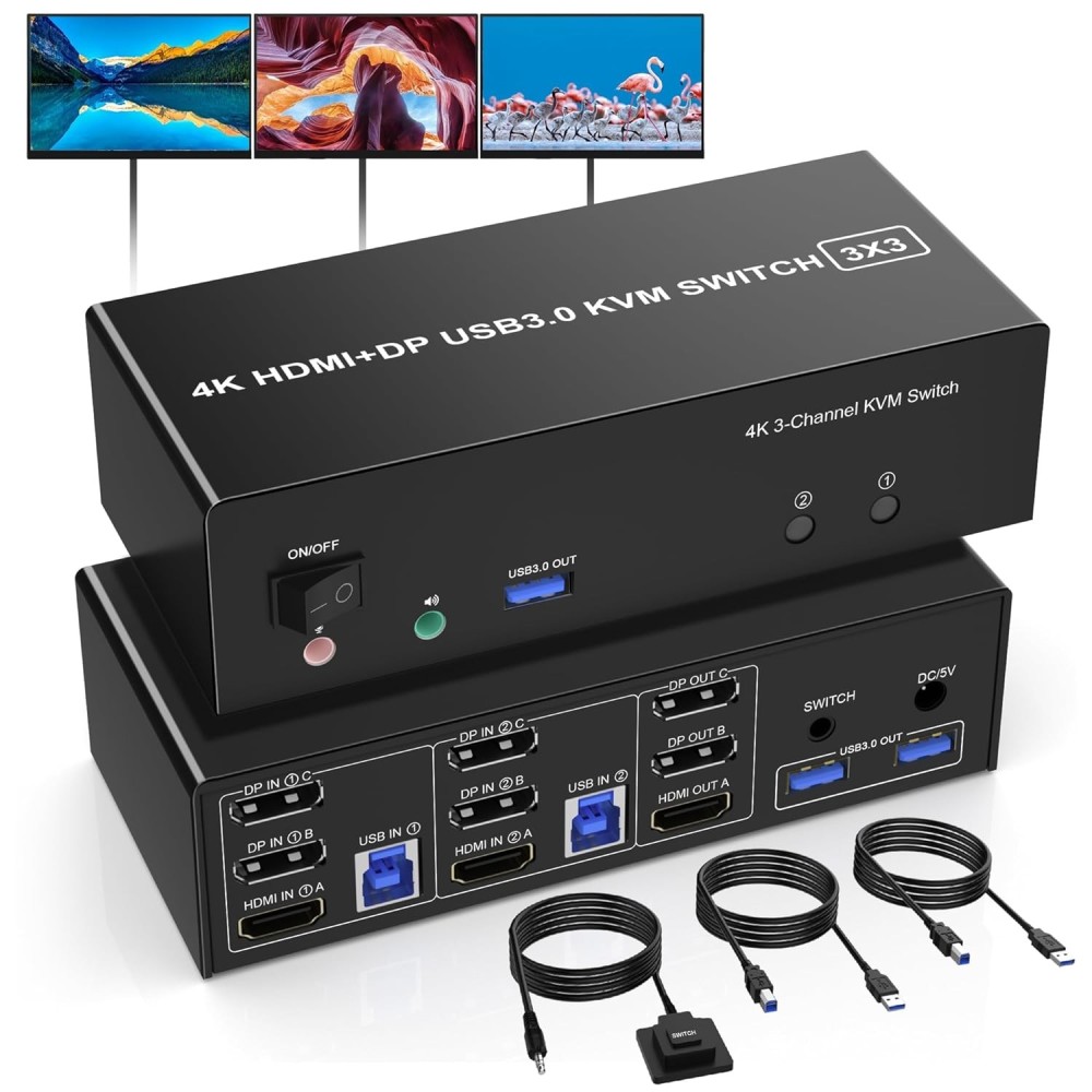 KVM Switch Pro Ride, 2 DisplayPort + HDMI USB 3.0