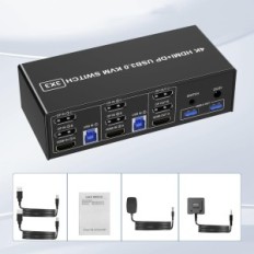 KVM Switch Ritaki Pro, 2 Displayport + HDMI USB 3.0