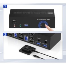 KVM stikalo PRO RIDS, 2 DisplayPort + HDMI USB 3.0