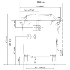Container voor afvalinzameling en gemeentelijke afvalcertificaten Europlast Austria - Geel 1100L