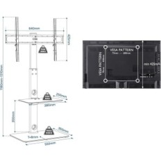 BONTEC FIT-2 TV στάση, 30-70 ίντσες, έως 40 κιλά, μέγ., Μαύρο