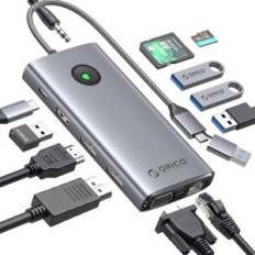 ORICO 12W1 Docking Station med USB- og lydporte, der er kompatible med MacBook