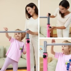 Asta ginnastica Mosebears, rosa, antiscivolo, per bambini 3-15 anni