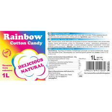 Šareni kišljivi pamučni slatkiš Rainbow Candy 1L