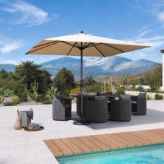 Lila blad aluminium paraply 300x300 cm, med en vev, resistent mot UV, beige