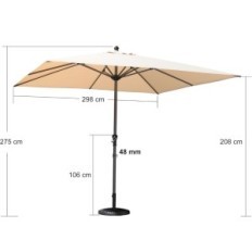 Parapluie en aluminium de feuille violet 300x300 cm, avec une manivelle, résistant aux UV, beige