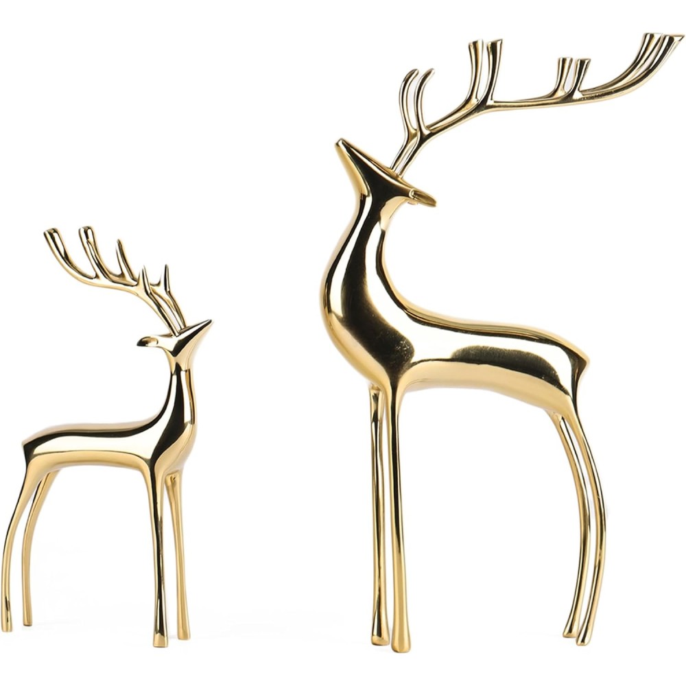 Golden figures of the reindeer of Surim elegant sculptures, a set of 2 pcs.
