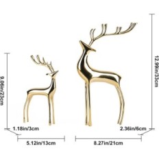 Golden figures of the reindeer of Surim elegant sculptures, a set of 2 pcs.