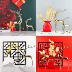 Golden figures of the reindeer of Surim elegant sculptures, a set of 2 pcs.