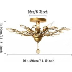 GANEED Crystal Chandelier, Vintage K9, 5-Light Taklampe, Gull