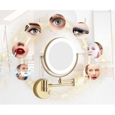 Miroir cosmétique dot avec éclairage, or, grossissement 7x, mur