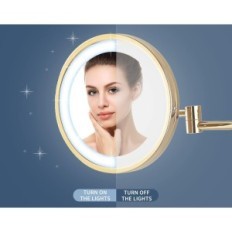 DOWRY Specchio cosmetico con illuminazione, oro, ingrandimento 7x, muro