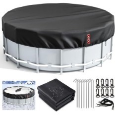 Cubierta de lxkckj para piscina, 24 ', tela Oxford, Negro