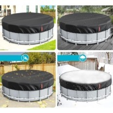 LXKCKJ Cover til swimmingpool, 24 ', Oxford stof, sort