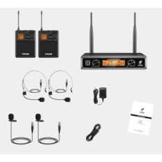 Micrófono inalámbrico TONOR R23166 Conjunto del sistema de dos micrófonos con un receptor ideal para karaoke y presentación
