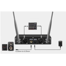 Brezžični mikrofon toner R23166 Sistemski komplet dveh mikrofonov s sprejemnikom, ki je idealen za karaoke in predstavitev