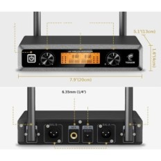 Micrófono inalámbrico TONOR R23166 Conjunto del sistema de dos micrófonos con un receptor ideal para karaoke y presentación