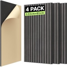Panneaux absorbants du son de tonor, 4 pcs, 122x61x2,1 cm, noyer foncé