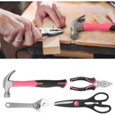 HI-SPEC 5 56 Outils Ensemble d'outils universels roses d'outils de maison et de réparation dans un étui rose esthétique