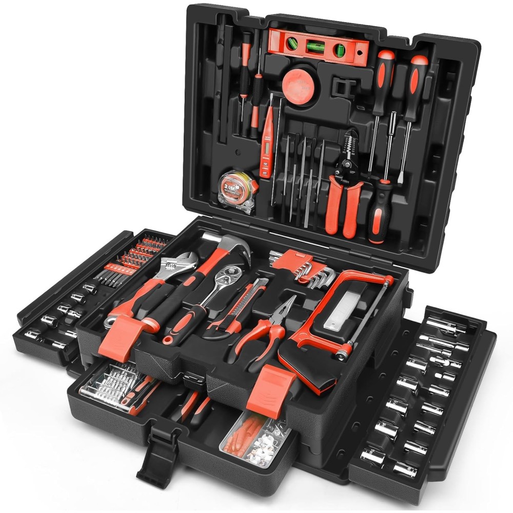 Strumento del Sundpey Set 379 Elementi in una scatola con cassetto, rosso