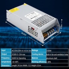 Bosytro 60V 25A 1500W strømforsyning, til belysning og DC-enheder